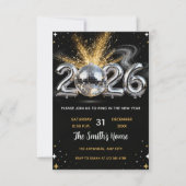 Chic 2026 New Year' Eve Party Gold Glitter Black  Kaart (Voorkant)