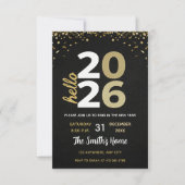 Chic 2026 New Year' Eve Party Gold Glitter Black Kaart (Voorkant)