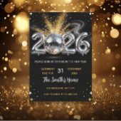 Chic 2026 New Year' Eve Party Gold Glitter Black  Kaart