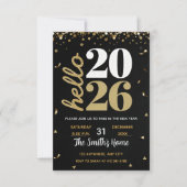Chic 2026 New Year' Eve Party Gold Glitter Black  Kaart (Voorkant)