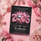 Chic 2026 New Year' Eve Party Pink Glitter Black  Kaart