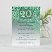 Chic 20th Birthday Green Glitter Kaart (Staand voorkant)