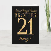 Chic 21e Gold-effect op Black, Brother Birthday Kaart (Voorkant)
