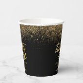 Chic 21st Birthday Black en Gold Glitter Papieren Bekers (Links)