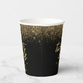 Chic 21st Birthday Black en Gold Glitter Papieren Bekers (Rechts)