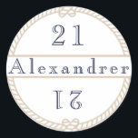 Chic 21st Birthday Gold Tan Nautical Name Ronde Sticker<br><div class="desc">Chic 21st Birthday Gold Tan Nautical Name Classic Round Sticker. U kunt de naam of leeftijd eenvoudig wijzigen zodat deze altijd past</div>