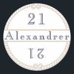 Chic 21st Birthday Gold Tan Nautical Name Ronde Sticker<br><div class="desc">Chic 21st Birthday Gold Tan Nautical Name Classic Round Sticker. U kunt de naam of leeftijd eenvoudig wijzigen zodat deze altijd past</div>