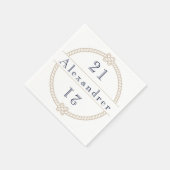 Chic 21st Birthday Gold Tan Nautical Name Servet (Hoek)