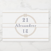 Chic 21st Birthday Gold Tan Nautical Name Sparkling Wijnetiket (Enkel label)