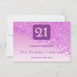 Chic 21st Birthday Pink Glitter RSVP Kaartje