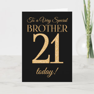 Chic 21st Gold-effect op Black, Broer Birthday Kaart