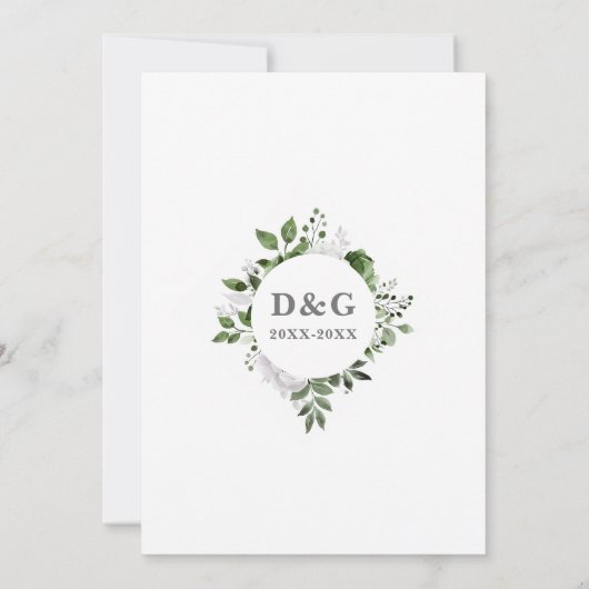 Chic 25e bruiloft Jubileum Monogram Bloemen Kaart (Achterkant)