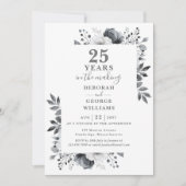 Chic 25e bruiloft Jubileum Monogram Bloemen Kaart (Voorkant)