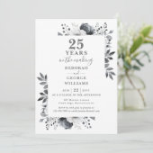 Chic 25e bruiloft Jubileum Monogram Bloemen Kaart (Staand voorkant)