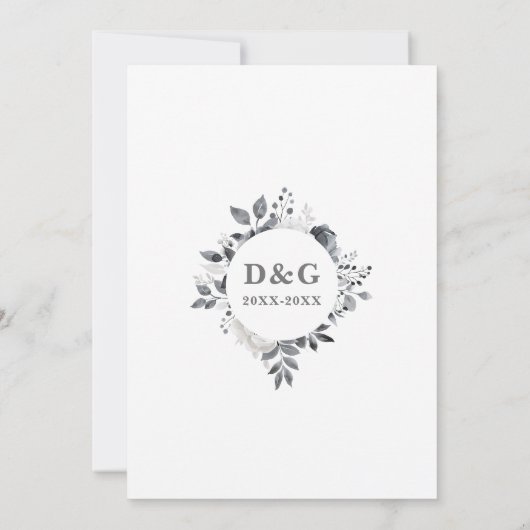 Chic 25e bruiloft Jubileum Monogram Bloemen Kaart (Achterkant)