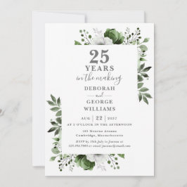 Chic 25e huwelijksjubileum Monogram Bloemen Kaart
