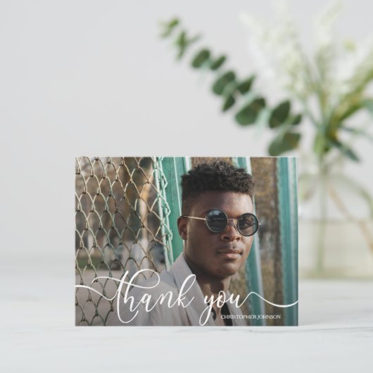 Chic 2 Foto Verjaardagskaart Bedankkaartje Briefkaart (Staand voorkant)