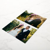 Chic 2 Photos Bride & Groom Collage Hand Lettered  Folie Uitnodiging (Gedraaid)