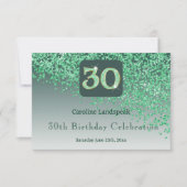 Chic 30 Birthday Green Glitter RSVP (Voorkant)