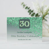 Chic 30 Birthday Green Glitter RSVP (Staand voorkant)