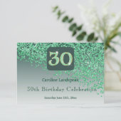 Chic 30 Birthday Green Glitter RSVP Kaartje (Staand voorkant)