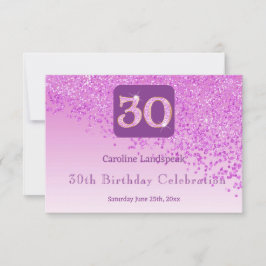 Chic 30 Verjaardag Roze Glitter RSVP Kaartje