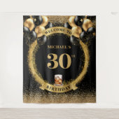 Chic 30e Man Verjaardag Whiskey Party Event Banner Wandkleed (Voorkant)