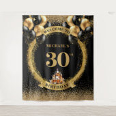 Chic 30e Man Verjaardag Whiskey Photo Party Banner Wandkleed (Voorkant)