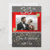 Chic 35th Anniversary Party | Smaragd & Foto Kaart (Voorkant)