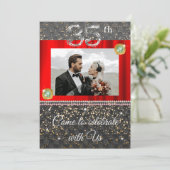 Chic 35th Anniversary Party | Smaragd & Foto Kaart (Staand voorkant)