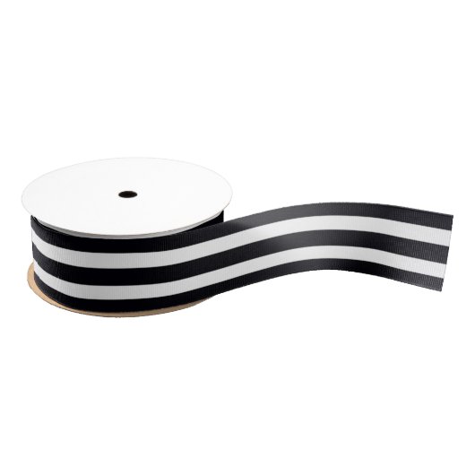 Chic 3,8 cm zwart-wit gestreept grosgrain lint (Spoel)