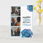 Chic 3 Fotocollage 100e verjaardag Kaart (Gele Bloem)
