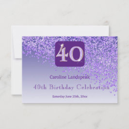 Chic 40 Verjaardag Paarse Glitter RSVP Kaartje