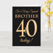 Chic 40e Gold-effect op Black, Stepson Verjaardag Kaart (Gele Bloem)