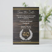 Chic 40e Jubileum Hout & Goud Save the Date Kaart (Staand voorkant)