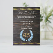 Chic 45e Jubileum Hout & Goud Save the Date Kaart (Staand voorkant)