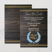 Chic 45e Jubileum Hout & Goud Save the Date Kaart (Voorkant / Achterkant)