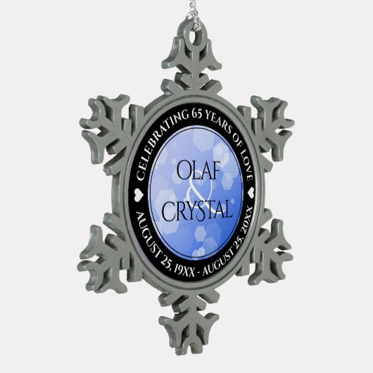 Chic 45th 51st 65th Sapphire Wedding Jubileum Tin Sneeuwvlok Ornament (Links)