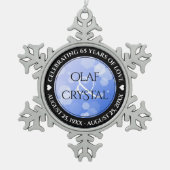 Chic 45th 51st 65th Sapphire Wedding Jubileum Tin Sneeuwvlok Ornament (Voorkant)