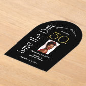 Chic 50 en Fabulous Black Gold Arch Bewaar de datu Acryl Uitnodigingen (Laagn)
