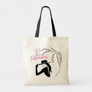 Chic 50 en Fabulous Pink Black Birthday Tote Bag