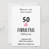 Chic 50 en Fabulous Text Birthday Party Kaart (Voorkant)