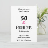 Chic 50 en Fabulous Text Birthday Party Kaart (Staand voorkant)