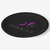 Chic 50 en geweldige Hot Pink Black Birthday Party Papieren Bordje (Gekanteld)