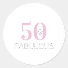 Chic 50 en geweldige Typografie Roze verjaardag Ronde Sticker
