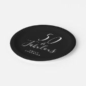 Chic 50 Fabulous Black White 50th Birthday Papieren Bordje (Gekanteld)