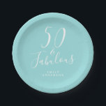 Chic 50 Fabulous Blue 50th Birthday Papieren Bordje<br><div class="desc">Viel 50 in stijl met dit moderne blauwe 50ste verjaardagsontwerp, een chique 50ste verjaardagsartikel bord dat je eenvoudig kunt personaliseren voor je viering van je vijftigste verjaardag. De woorden vijftig en fabelachtig worden geplaatst gebruikend elegante manuscriptkalligrafie en moderne typografie. Neem contact met ons op via happydolphinstudio@outlook.com als je hulp of...</div>