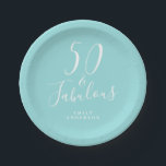 Chic 50 Fabulous Blue 50th Birthday Papieren Bordje<br><div class="desc">Viel 50 in stijl met dit moderne blauwe 50ste verjaardagsontwerp, een chique 50ste verjaardagsartikel bord dat je eenvoudig kunt personaliseren voor je viering van je vijftigste verjaardag. De woorden vijftig en fabelachtig worden geplaatst gebruikend elegante manuscriptkalligrafie en moderne typografie. Neem contact met ons op via happydolphinstudio@outlook.com als je hulp of...</div>