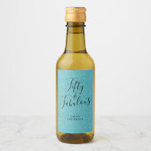 Chic 50 Fabulous Blue Glitter Name 50th Birthday Wijn Etiket (Voorkant)