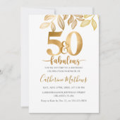 Chic 50 & Fabulous Faux Gold verjaardagsfeestje Kaart (Voorkant)